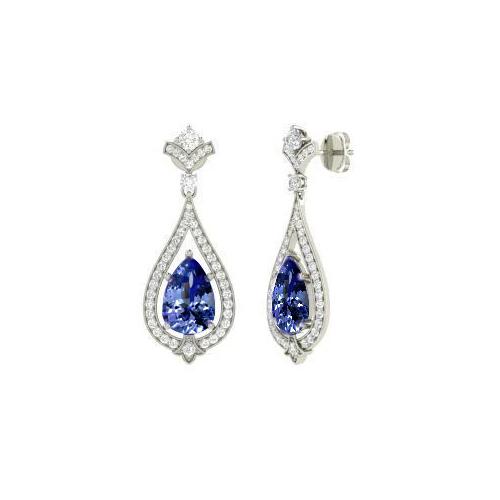 6,74 Karat Tansanit mit Diamanten Ohrhänger 14K - harrychadent.ch