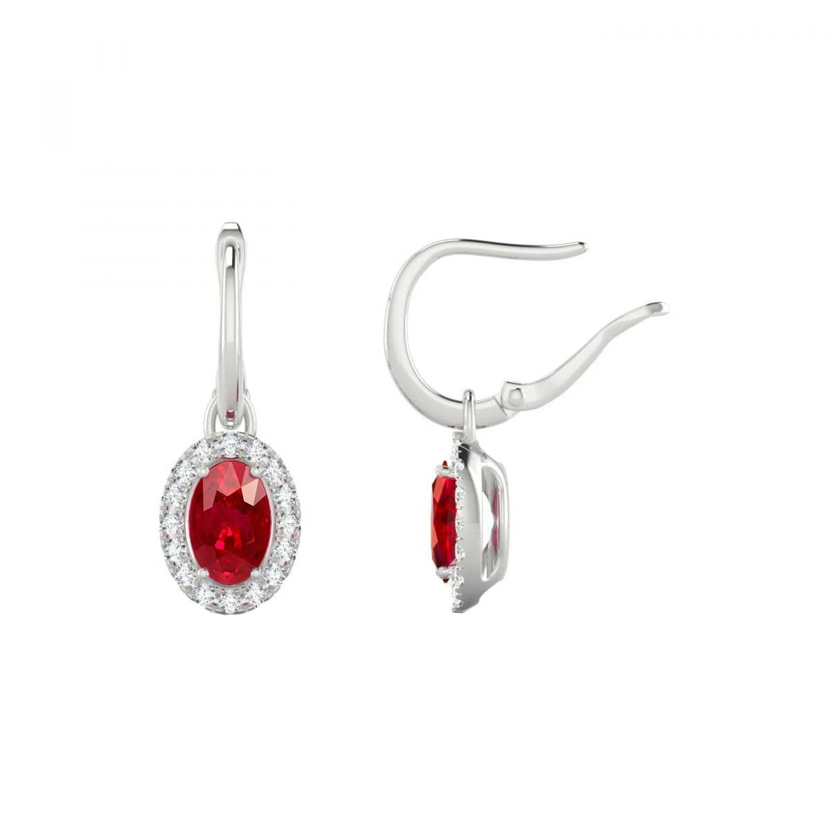 6,80 ct. Ruby With Diamants Damen Dangle Creolen Weiß 14K - harrychadent.ch