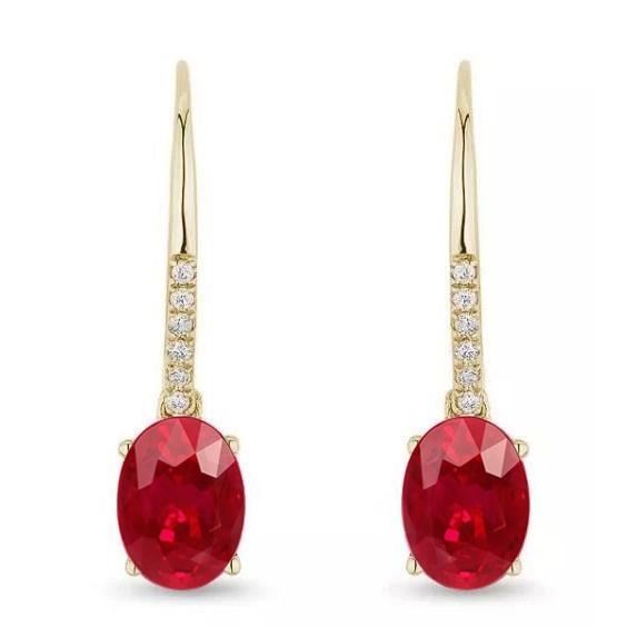 8,60 ct Rubin mit Diamanten Ohrringe Gelbgold 14K - harrychadent.ch