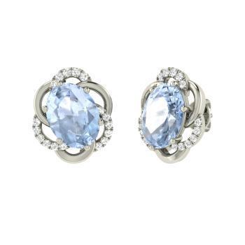 Aquamarin Diamanten 10.50 Karat Halo-Ohrstecker 14K Weißgold - harrychadent.ch
