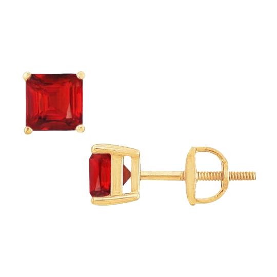 Asscher Cut 3 Karat Red Rubin Lady Ohrstecker Gelbgold 14K - harrychadent.ch