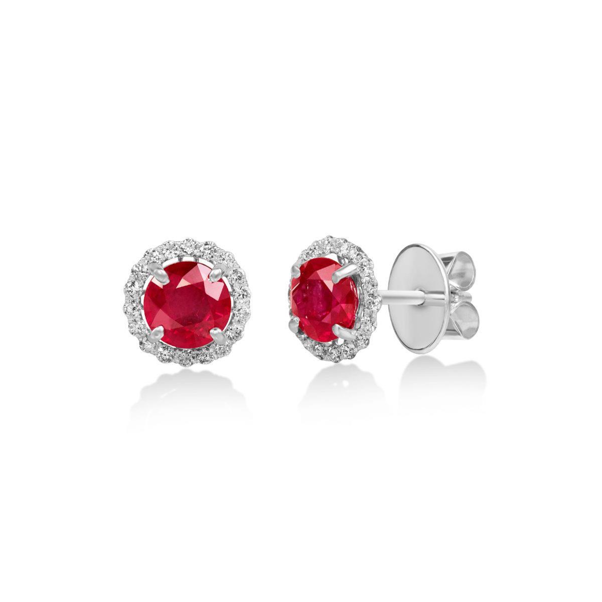 Brillantschliff 4,36 ct Rubin und Diamanten Ohrstecker Weißgold 14K - harrychadent.ch