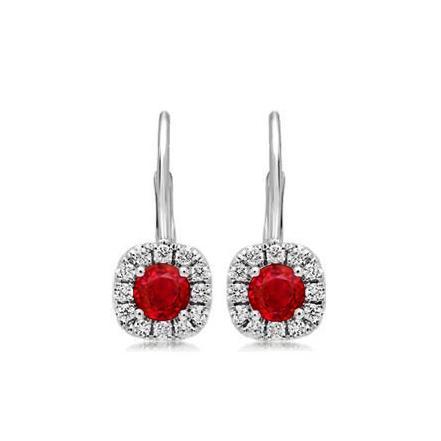 Damen Ohrhänger 4,40 Karat Rubin und Diamanten Weißgold 14K - harrychadent.ch