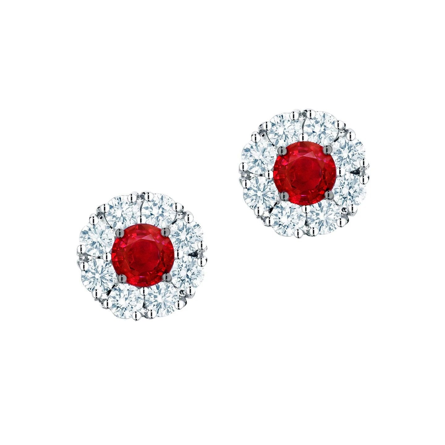 Damen Ohrstecker Rubin und Diamanten 4 Karat Weißgold 14K - harrychadent.ch