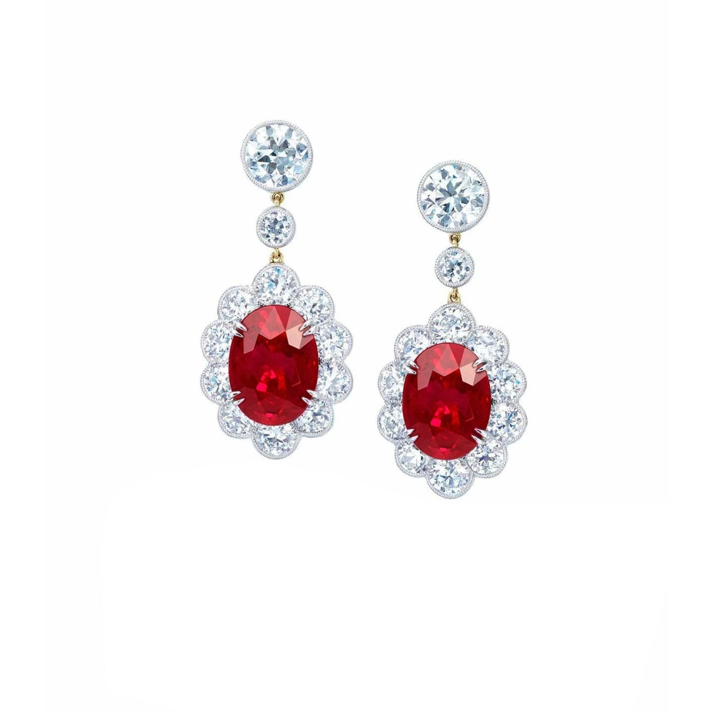 Lady Ohrhänger 8.10 Karat Rubin und Diamanten Gold 14K - harrychadent.ch