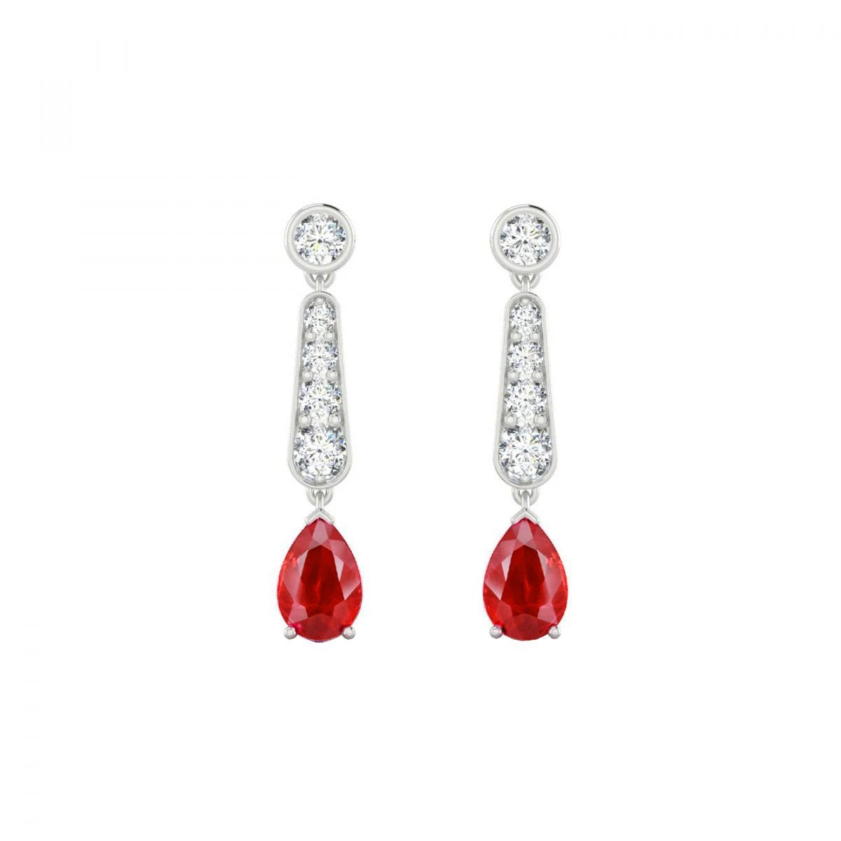 Roter Rubin und Diamanten 10.50 Karat Ohrhänger 14K Weißgold - harrychadent.ch
