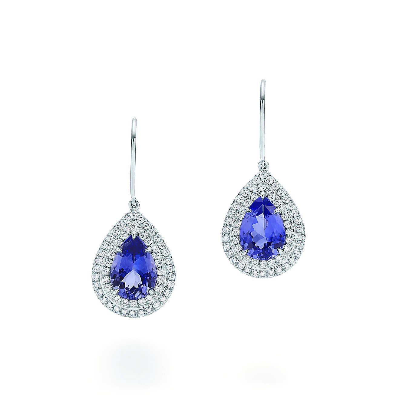Tansanit und Diamanten 6,16 Karat Lady Ohrhänger 14K Weißgold - harrychadent.ch