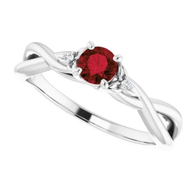 3 Stein Diamant Rubin Ring 0,54 Karat Twist Claw Prong Set Schmuck - harrychadent.ch