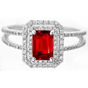 5 Karat Smaragdschliff Rubin und Diamant Ring Weißgold 14K Schmuck - harrychadent.ch
