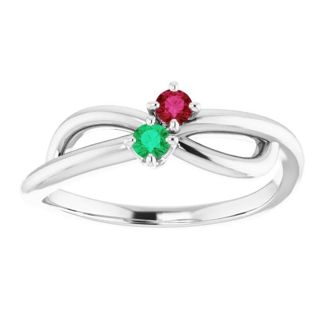 Burma Rubin 0,30 Karat grüner Smaragd Infinity Twist Edelsteinring - harrychadent.ch