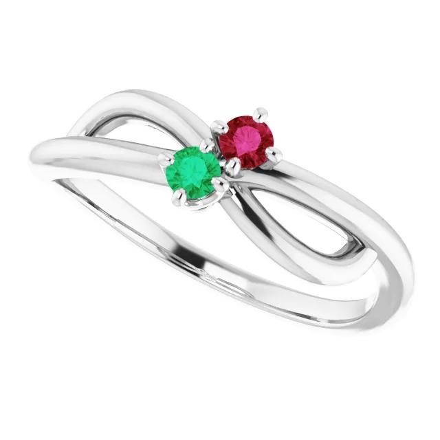 Burma Rubin 0,30 Karat grüner Smaragd Infinity Twist Edelsteinring - harrychadent.ch