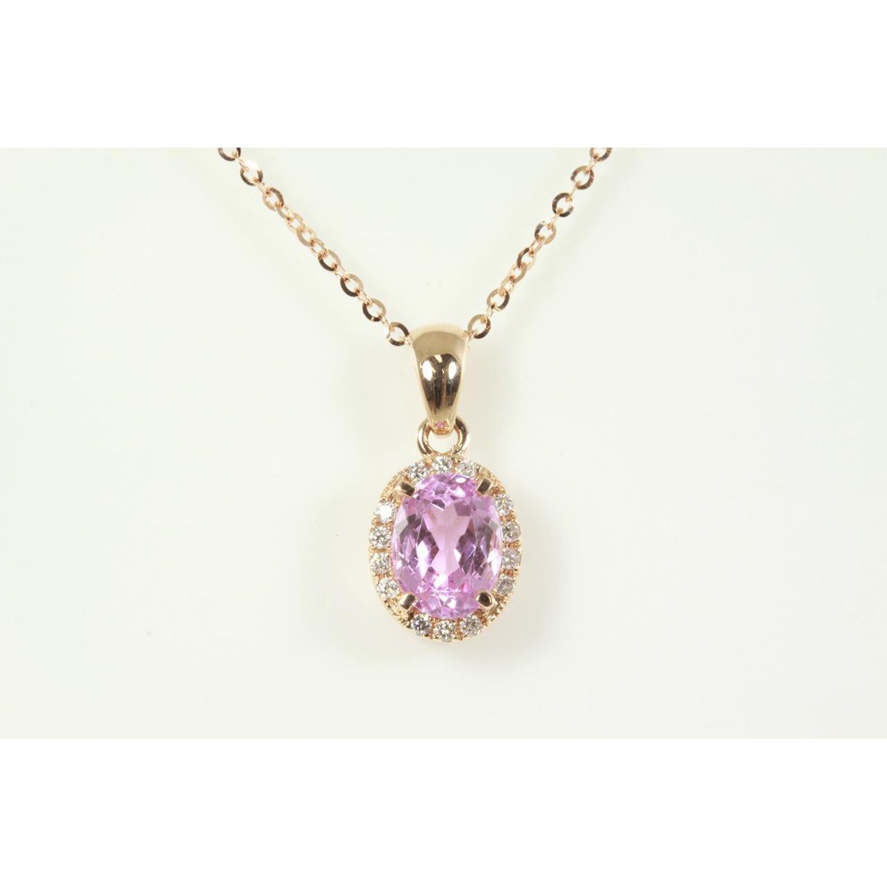 10 Karat Pink Oval Kunzit Mit Diamant Anhänger Damen Schmuck - harrychadent.ch