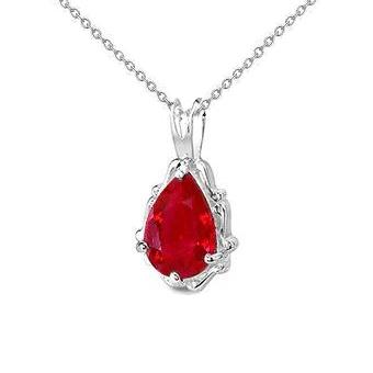 14k weißgold birnenschliff 5 kt solitaire roter rubin anhänger halskette