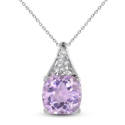 15.35 Karat Kunzit und Diamanten Anhänger Halskette Weißgold 14K - harrychadent.ch