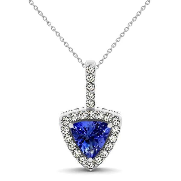 17 Kt Blaue Tansanit Und Diamanten Anhänger Halskette Weißgold 14K - harrychadent.ch