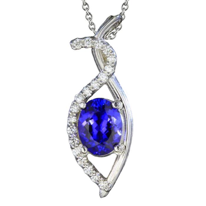 2,25 Kt Tansanit und Diamanten Anhänger Halskette Weißgold 14K - harrychadent.ch