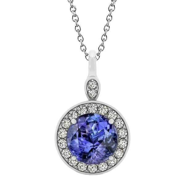 4,20 Karat Brillantschliff Tansanit & Diamanten Anhänger Halskette - harrychadent.ch