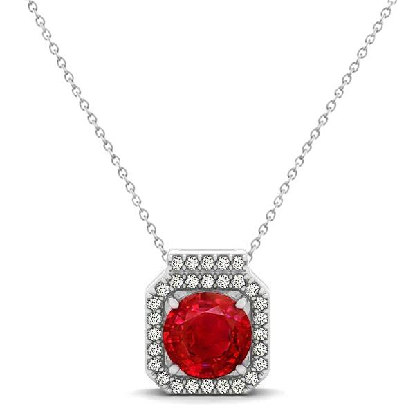 4.00 ct Roter Rubin mit Diamanten Anhänger mit Kette Weißgold 14K - harrychadent.ch