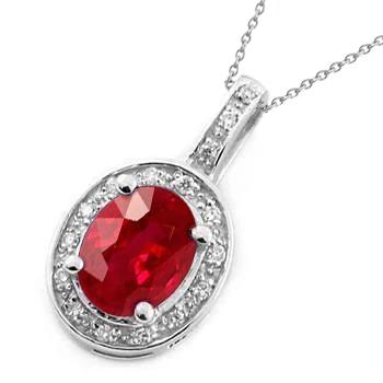 4.80 Karat Rubin und Diamanten Halskette Gold Weiß 14K