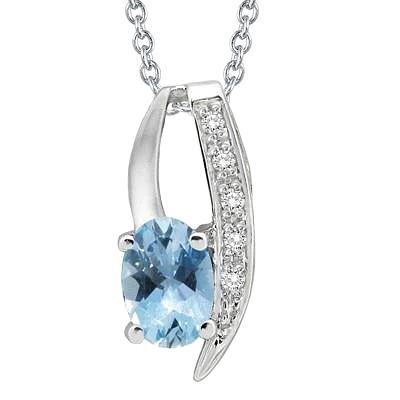 8,50 ct Krappenset Aquamarin und Diamanten Anhänger Weißgold 14K - harrychadent.ch
