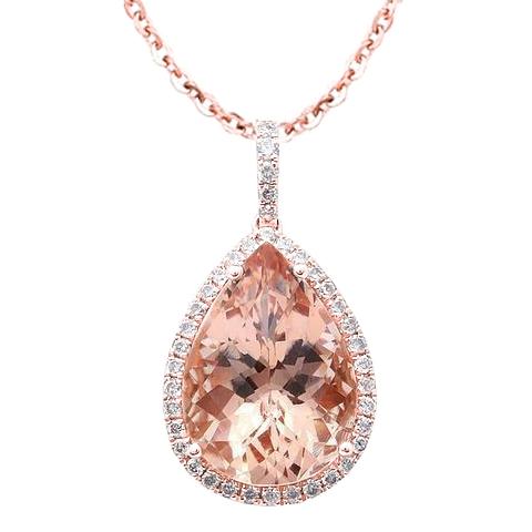 Birnen-Morganit und runde Diamanten 23.50 ct Anhänger Roségold 14K - harrychadent.ch