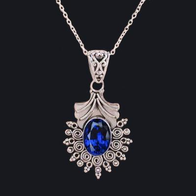 Ceylon Saphir Anhänger 5 Karat Weißgold 14K - harrychadent.ch