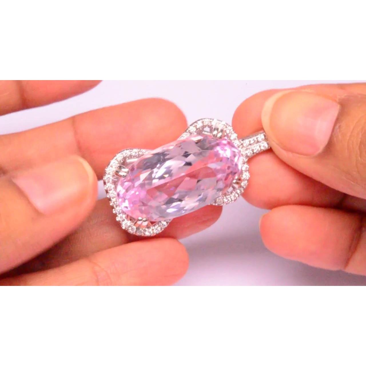 Damen 19 Karat Gold Rosa Kunzit Mit Diamant Halskette Anhänger - harrychadent.ch