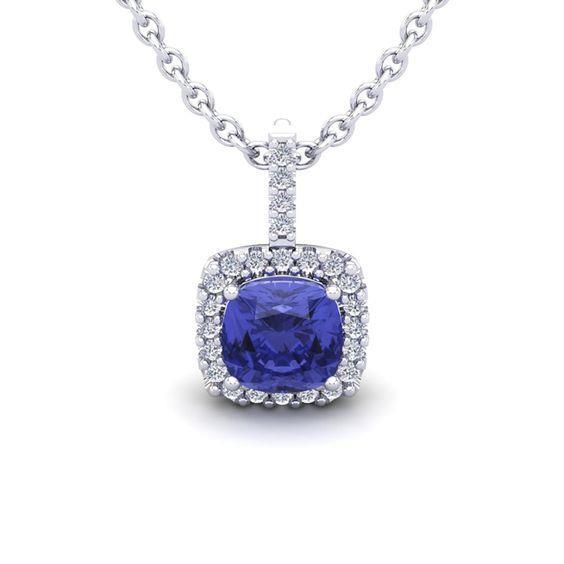Große Tansanit und Diamanten 19 Karat Anhänger Halskette Weißgold 14K - harrychadent.ch