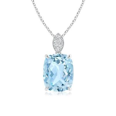 Großer Aquamarin im Kissenschliff mit Diamanten 16,50 Ct Anhänger 14K Gold - harrychadent.ch