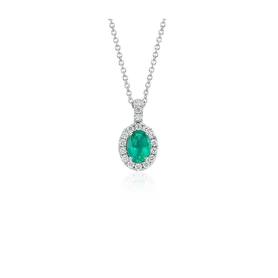 Grüner Smaragd & Diamant Edelstein Anhänger mit Kette 6,50 Karat - harrychadent.ch