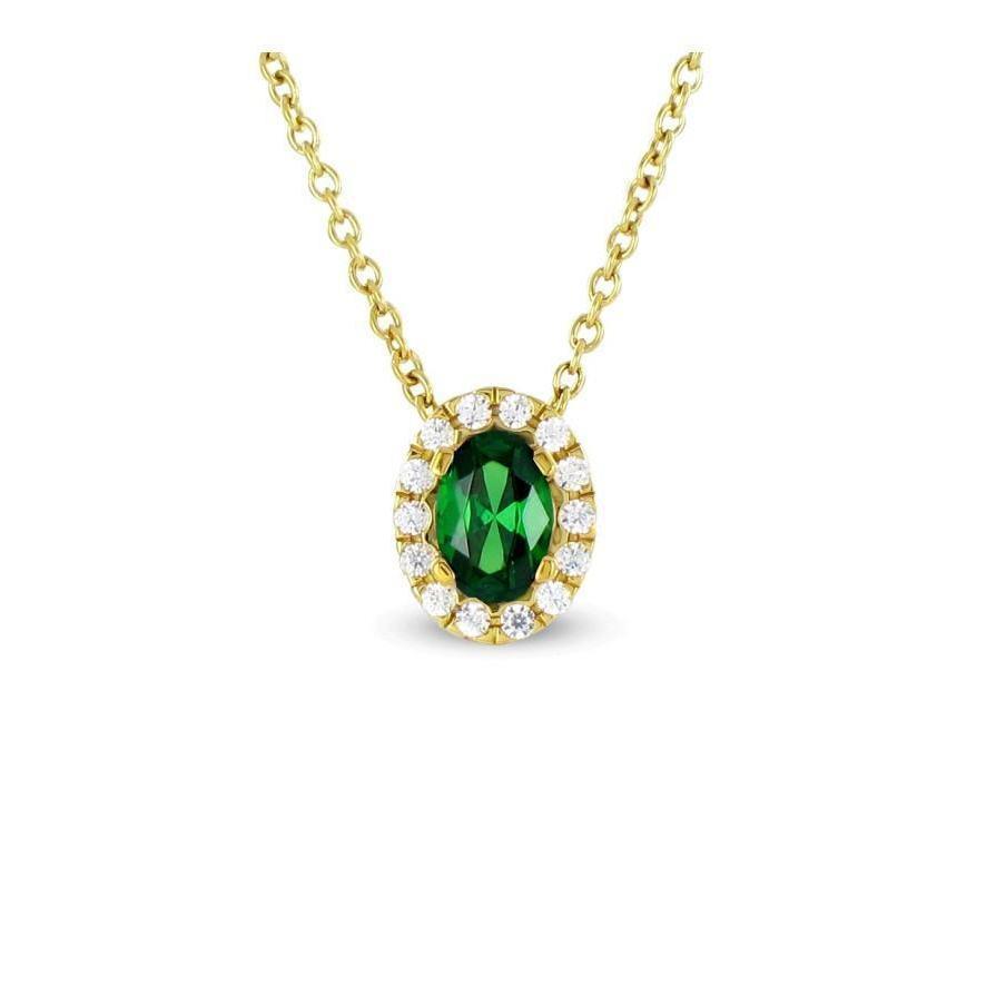 Grüner Smaragd mit Diamanten Edelstein Anhänger 3.60 Ct YG 14K