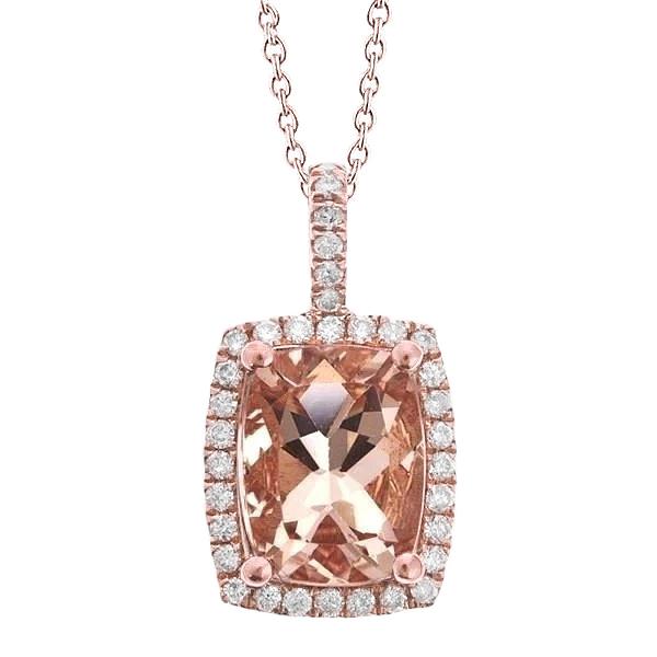 Kissen Morganit und runde Diamanten 16.50 ct Anhänger Roségold 14K