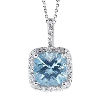 Krappenset 16 Karat Aquamarin mit Diamanten Anhänger Gold Weiß 14K - harrychadent.ch