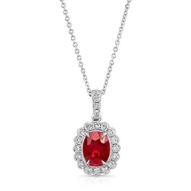 Roter Rubin-Adlerklauen-Halskettenanhänger 3,30 ct. Weißgold 14K