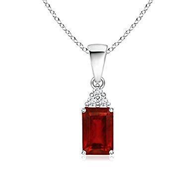 Roter Rubin mit Diamanten 4.50 Karat Anhänger Halskette Weißgold 14K