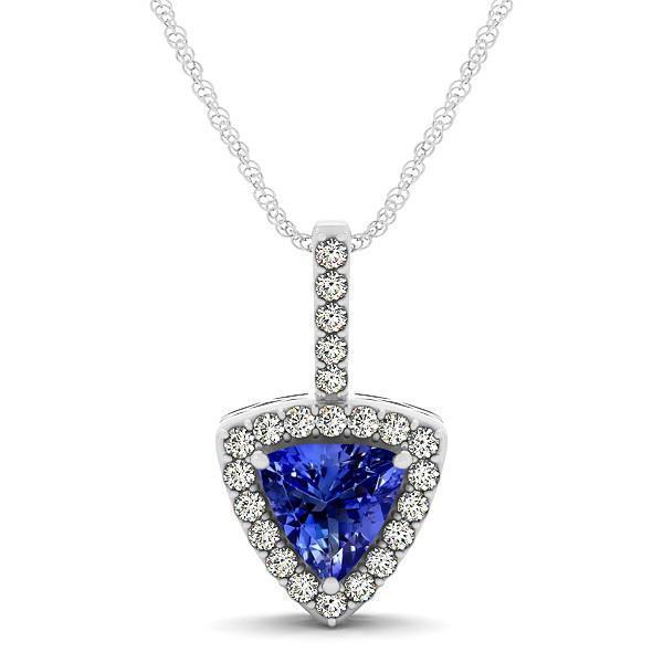 Weißgold 14K 2.70 Kt Tansanit mit Diamanten Anhänger mit Kette