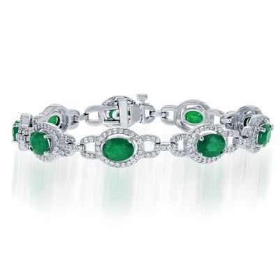 15 karat ovalschliff grüner smaragd mit diamanten armband