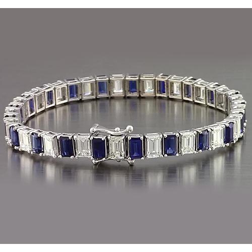 Blauer Saphir Smaragdschliff Tennisarmband 12 Karat Schmuck Neu - harrychadent.ch