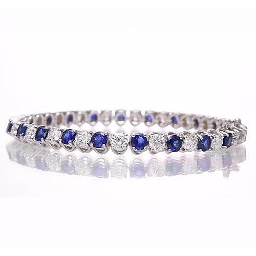 Blaues Saphir & Diamant Tennisarmband 8.40 Karat Weißgold 14K - harrychadent.ch