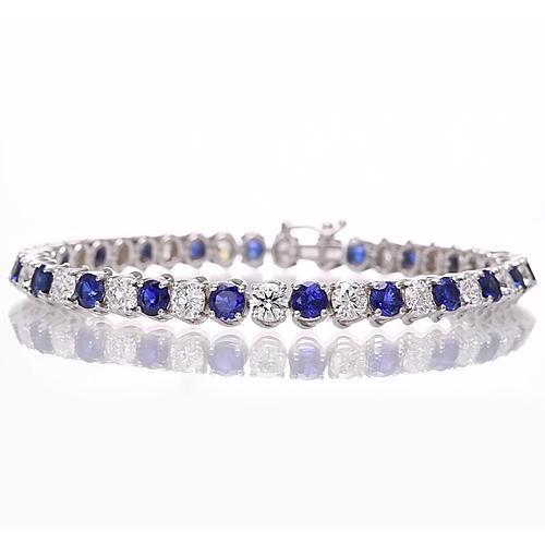 Blaues Saphir & Diamant Tennisarmband 8.40 Karat Weißgold 14K - harrychadent.ch