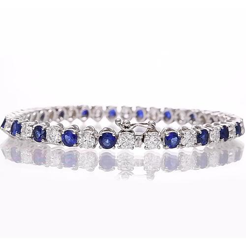 Blaues Saphir & Diamant Tennisarmband 8.40 Karat Weißgold 14K - harrychadent.ch