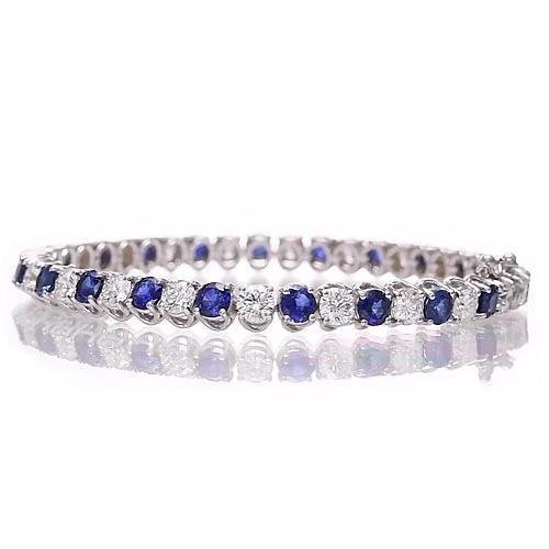 Blaues Saphir & Diamant Tennisarmband 8.40 Karat Weißgold 14K - harrychadent.ch