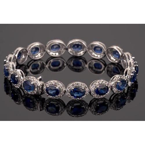 Blue Sapphire Tennis Armband Prong Set 39 Karat Damen Schmuck - harrychadent.ch