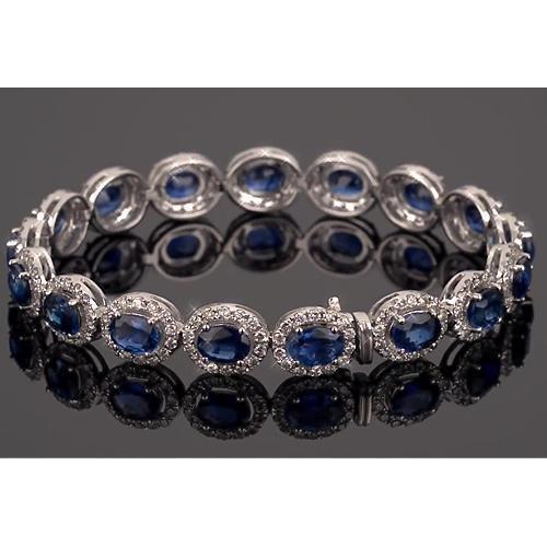 Blue Sapphire Tennis Armband Prong Set 39 Karat Damen Schmuck - harrychadent.ch