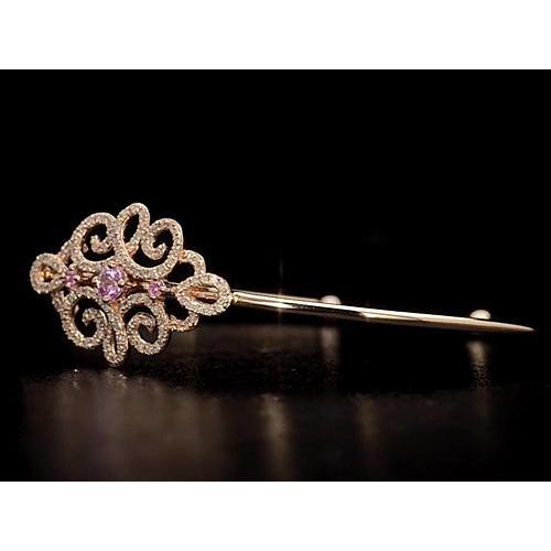 Damen Diamant Armreif Rosa Saphir 5 Karat Gelbgold 14K - harrychadent.ch