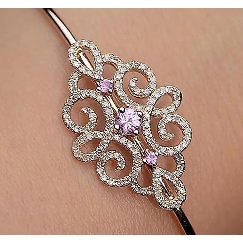 Damen Diamant Armreif Rosa Saphir 5 Karat Gelbgold 14K - harrychadent.ch