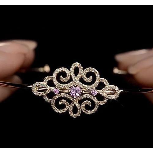 Damen Diamant Armreif Rosa Saphir 5 Karat Gelbgold 14K - harrychadent.ch
