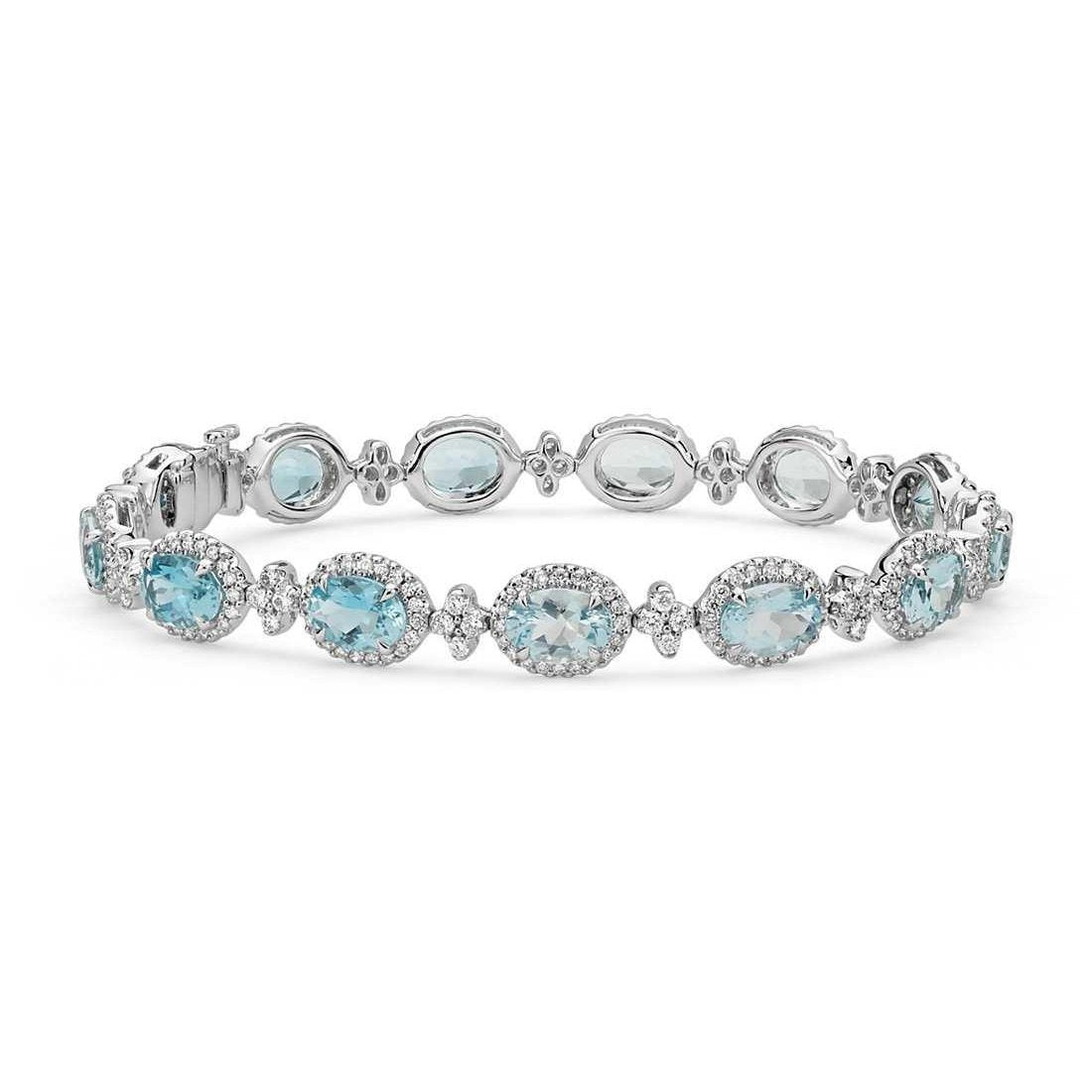 Damenarmband mit Aquamarin und Diamanten 40,25 Karat 14K Weißgold - harrychadent.ch