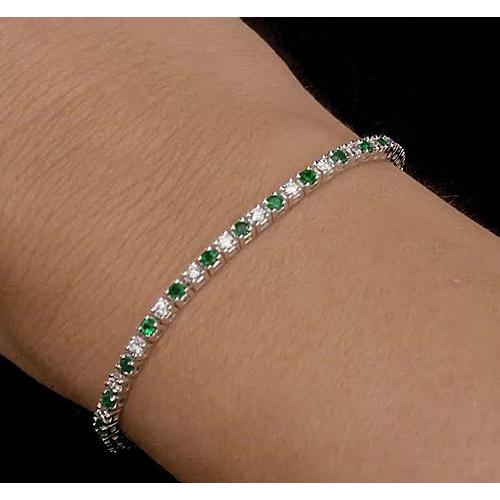 Diamant Tennisarmband Grüner Saphir 6 Karat Damen Weißgold 14K - harrychadent.ch