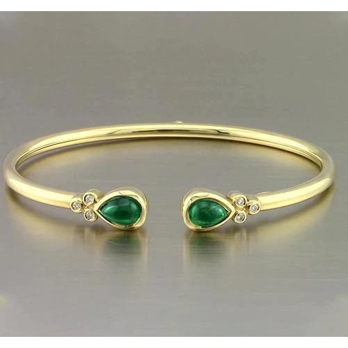 Gelbgold Grün Smaragd Edelstein Armband 2.30 Karat Damen Schmuck Neu - harrychadent.ch